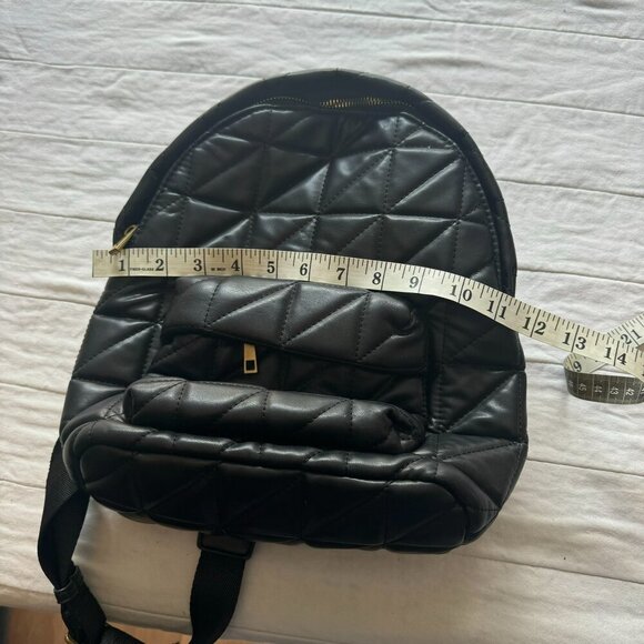 Zara Black Faux Leather Quilted Back Pack Bag Chain Handle - Picture 5 of 7